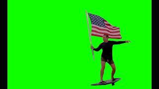 Mark Zuckerberg surfing with american flag Green screen download
