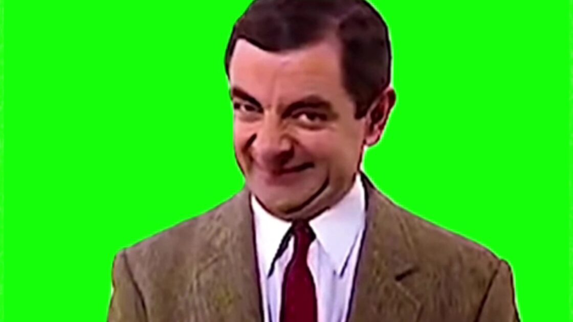 Mr.bean smiling meme green screen Green Screen Memes download