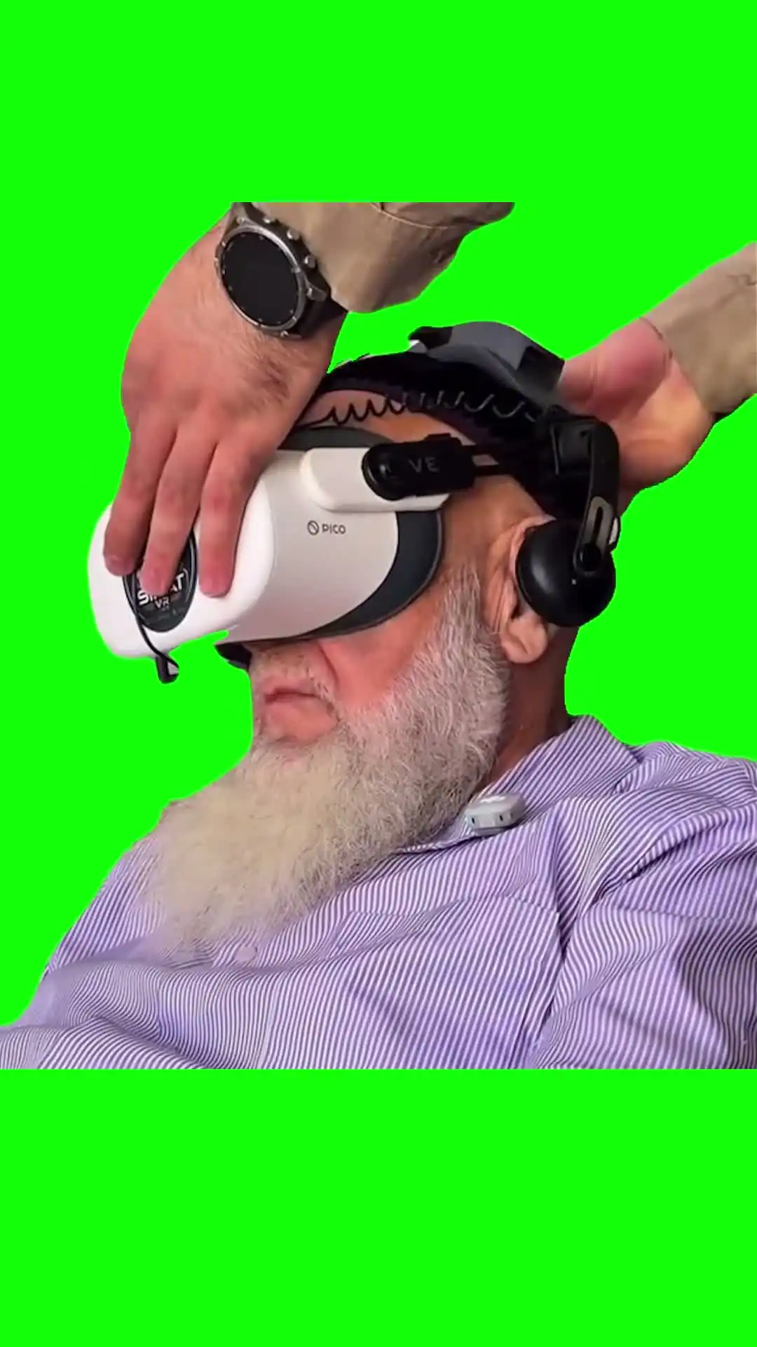 Old Man VR Glasses Crying Meme Green Screen