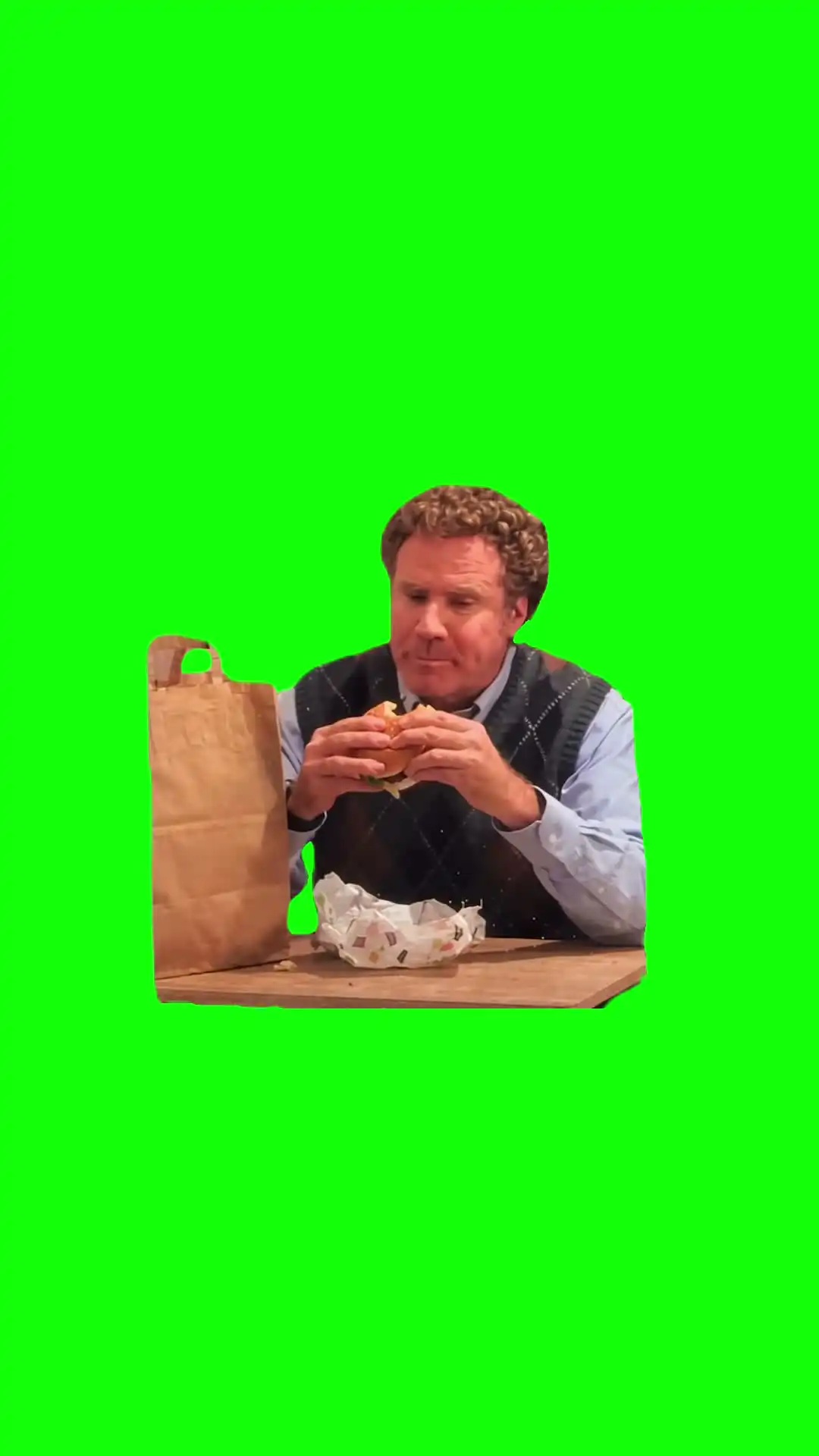 Will Ferrell Eating Burger Meme Green Screen